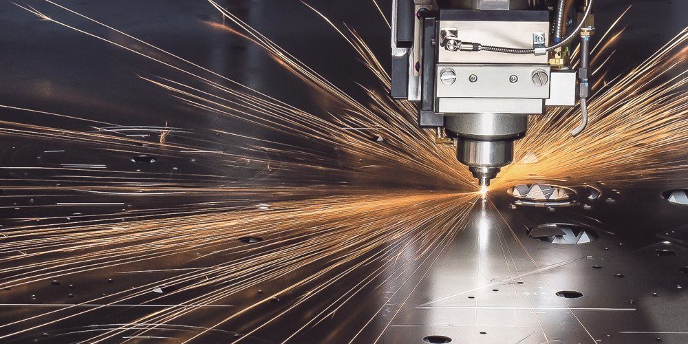 CNC fiber laser cutting system at The High Road Manufacturing used for precision cutting of steel, aluminum, and stainless steel